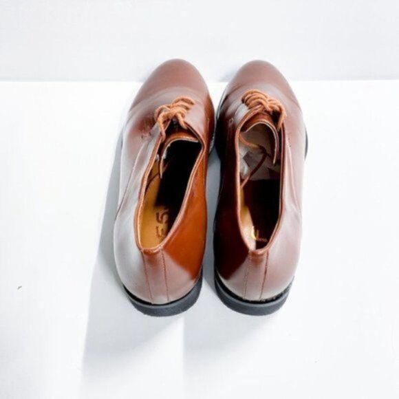 FSJ Unisex Lace-up Oxford Vintage Retro Round Toe Chunky Low Heel Pumps Dress - Picture 5 of 8